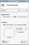 panel configuration dialog