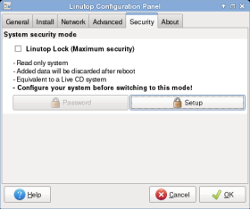 Configuration Pannel - Security