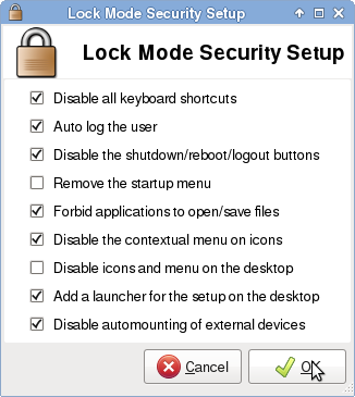 Configuration Pannel - Security